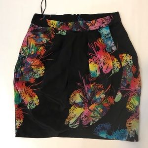 EUC | Yumi Kim Black & Bright Floral Front-Wrap Skirt | Size L